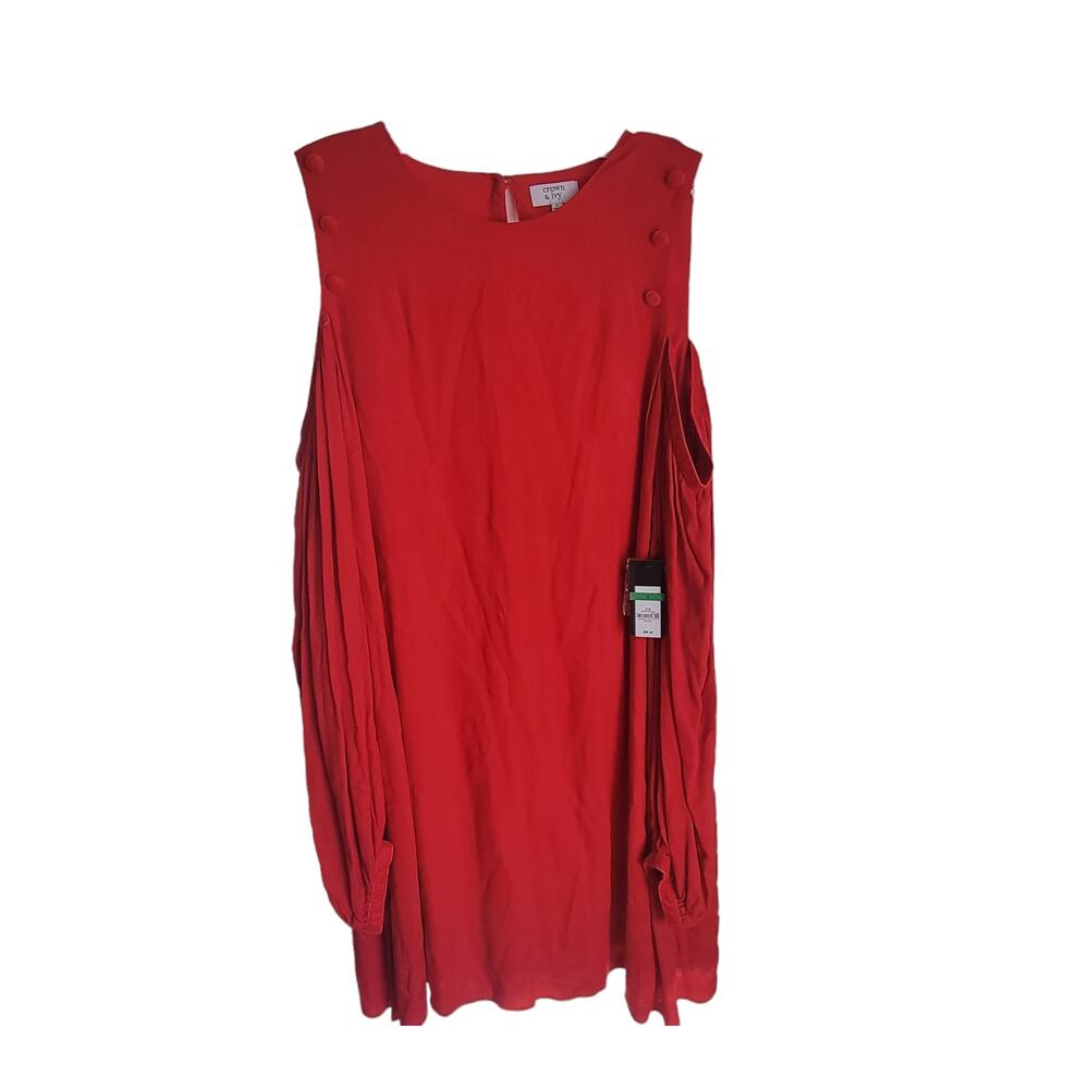 Red Dress Crown & Ivy Cold Size L Shoulder Lined Holiday Boho Party Glam New‎